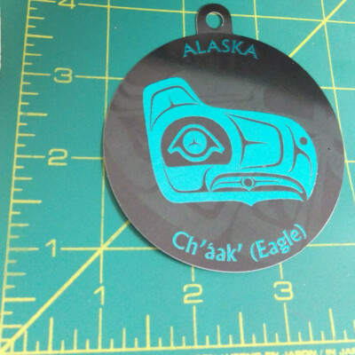 Alaska Foil Sticker decal- Totem style Totemic Eagle Tlingit word is ch'áak