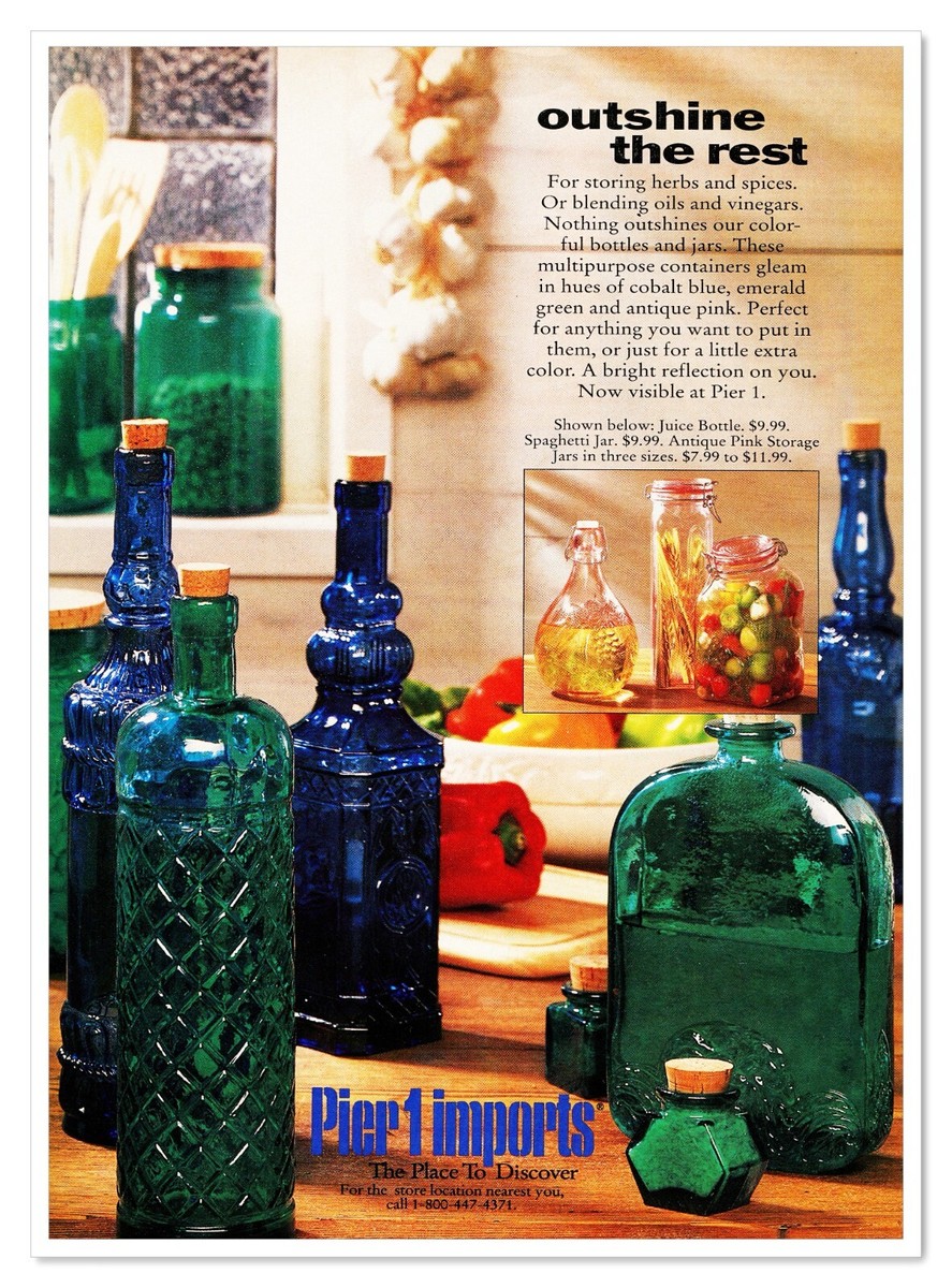 Pier 1 Imports 90s Home Decor Bottles Vintage 1992 Full-Page Print