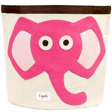 Pink Elephant Canvas Toy Extra Large Round Storage Bin by 3 Sprouts