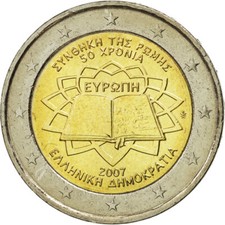 [#463104] Grecia, 2 Euro, Traité de Rome 50 ans, 2007, SPL, Bi-metallico, KM:216