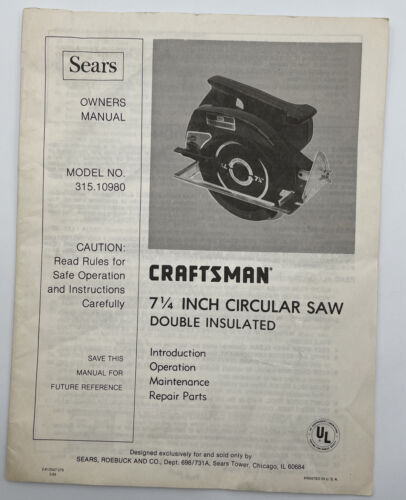Manuel D’instructions Craftsman – Le Tour à Bois : Un Artisan – 1954 – Vintage USA