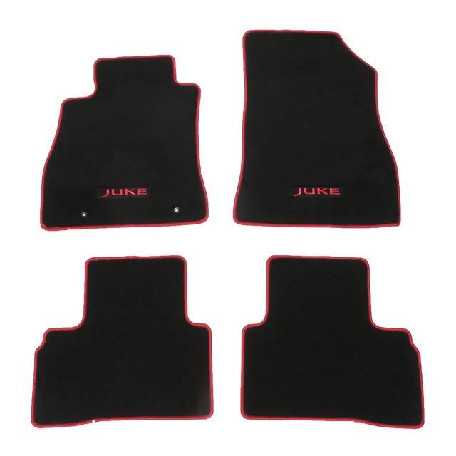 1117 Nissan Juke Red Accent Piping Black Carpeted Front & Rear Floor