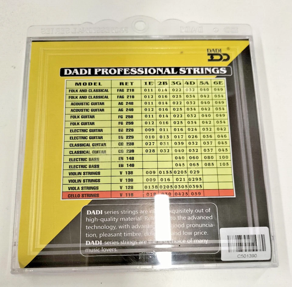 Muta Corde Violoncello 4/4 Acciaio Round Wound Extra Super Light 018 - 059 Cello - Immagine 4 di 4