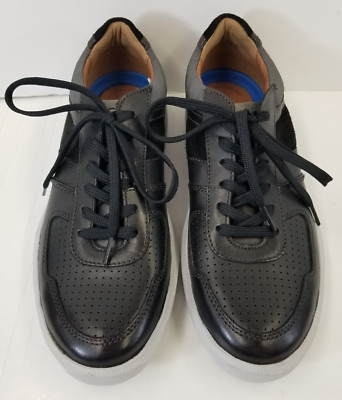 CLARKS Mens 10 Cambro Race Leather Sneakers Shoes Extreme Comfort Black