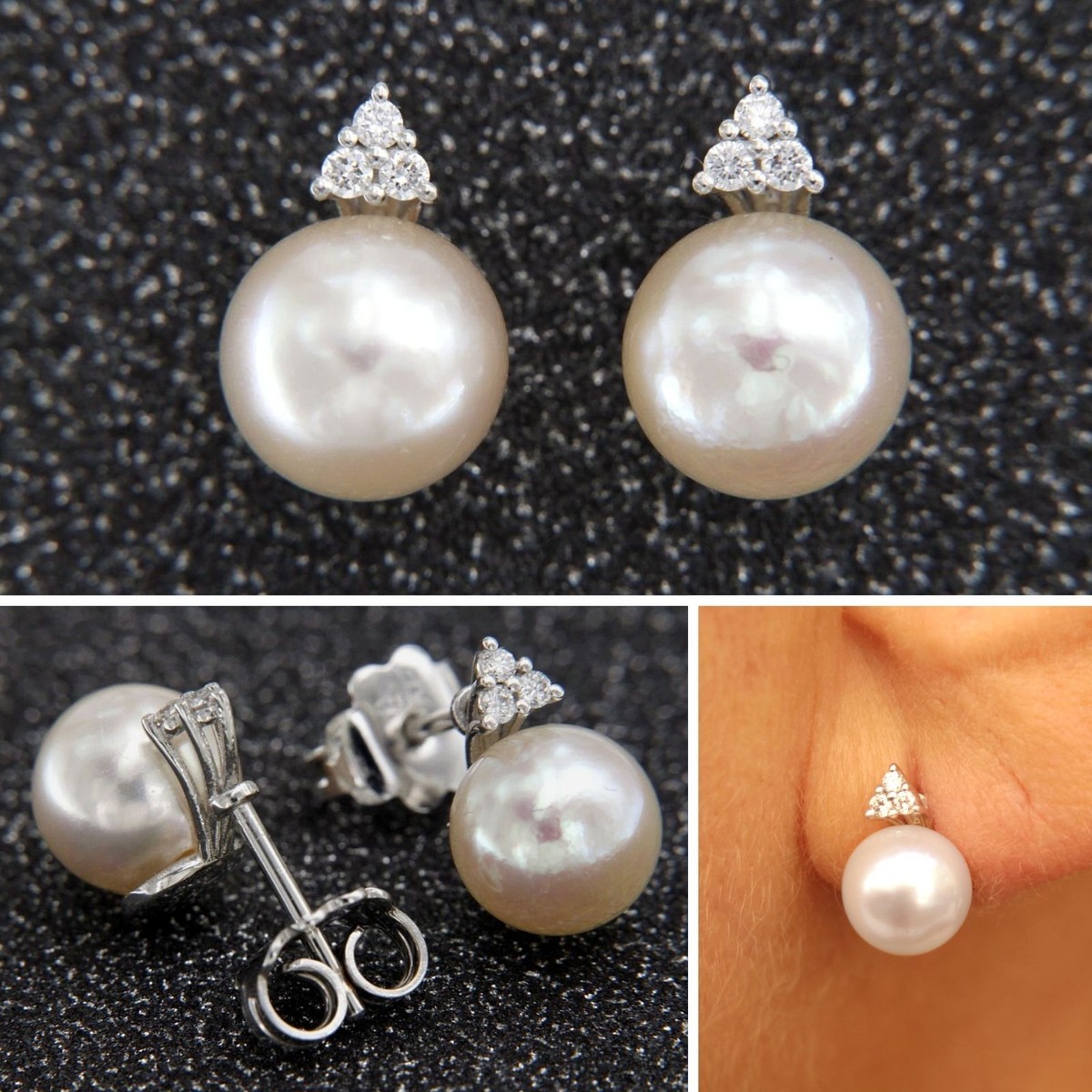 Orecchini In Oro Bianco Massiccio 14 Carati Con Diamanti