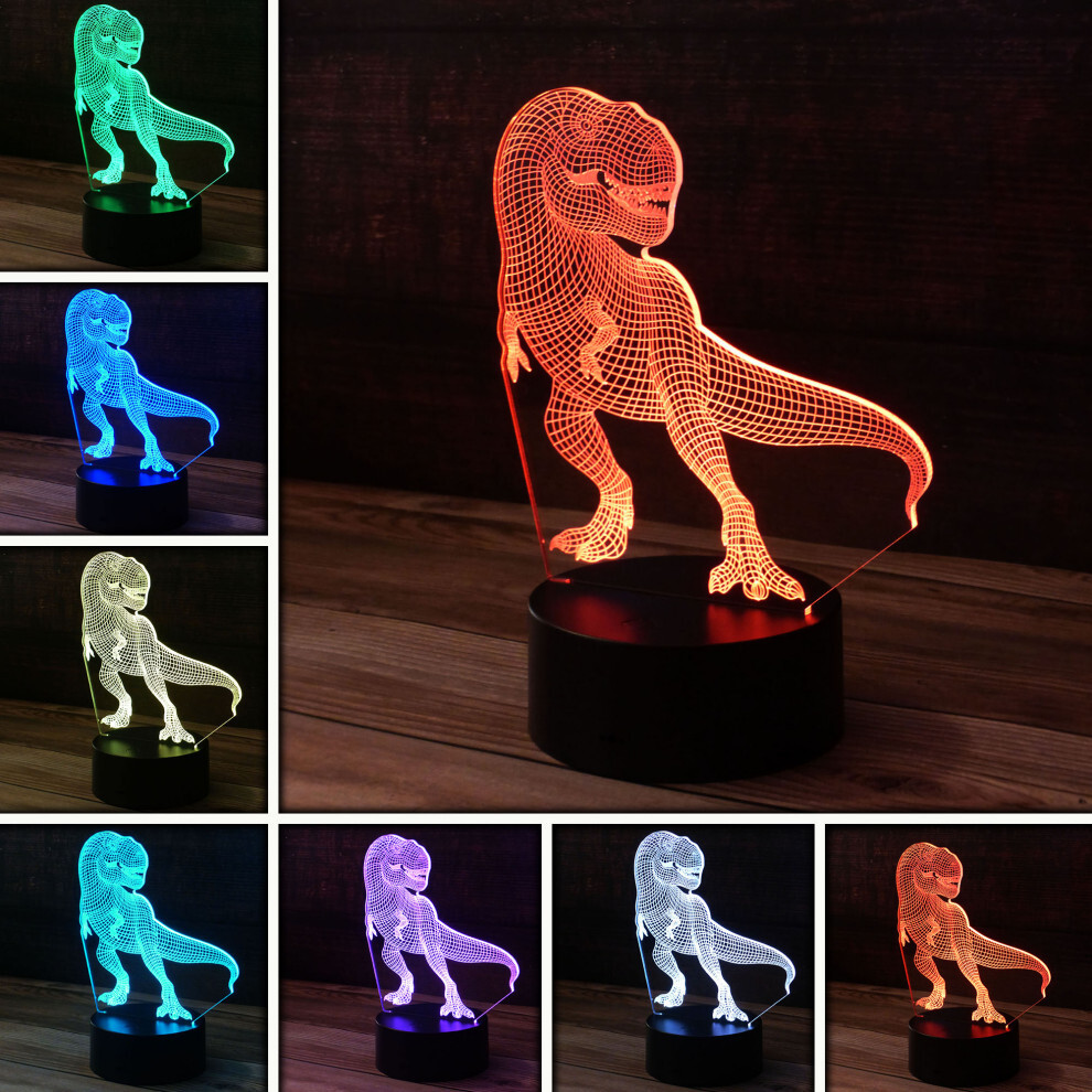 美品 TREXLED ライト T-Rex 3D Illusion LED Night Light Touch Lamp 7 Color for Kids Teen