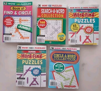 5 Word Search Puzzle Game Book  Magazines From KAPPA Large Print
