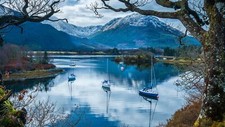 Landscape nature sailboats lake mountains reflection Custom Gaming Mat Desk