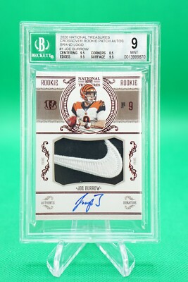 2020 National Treasures Joe Burrow RPA Brand Logo NIKE SWOOSH #1/2