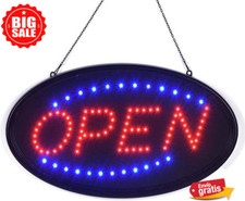 LED Open Sign - Letrero Neon Comercial de 19x10" para Negocio Tienda Bar Evento