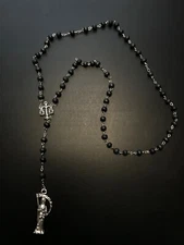 Santa Muerte Rosary / Black wood beads/ Rose scented /Handmade! / FREE SHIPPING!