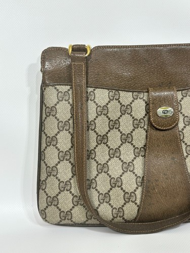 Authentic Gucci Vintage Handbag GG Monogram Beige Brown Leather - Picture 4 of 24