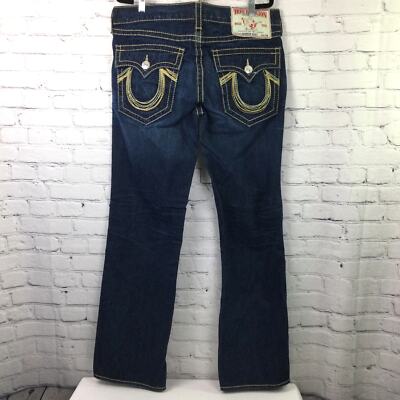 パンツ TRUE RELIGION RAINBOW RICKY 36 True Religion Rainbow Ricky Men's Dark Wash Straight Leg Flap