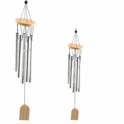 37cm Wooden Wind Chime With Metal Tubes Outdoor Beautiful Garden Hanging Decor 