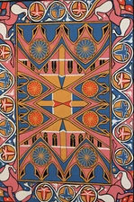 Vintage original gouache painting abstract pattern composition