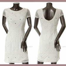 NEW Adrianna Papell Beaded Sheath Dress in CHA White  PETITE SZ 10P  N180