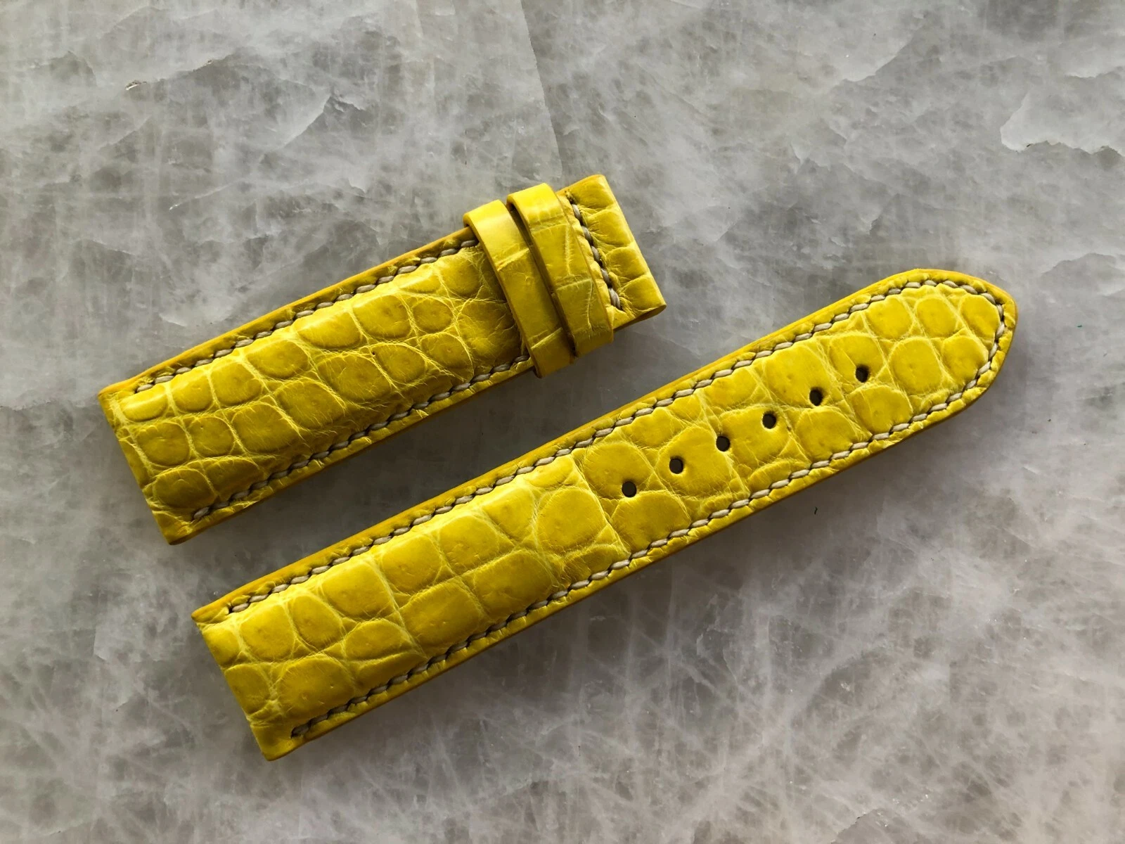 22mm/20mm Yellow Alligator Crocodile Embossed Leather Watch Strap Band