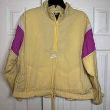 Vtg 90's Nike Windbreaker Adult L Track Jacket Yellow Pink Athletic Streetwear