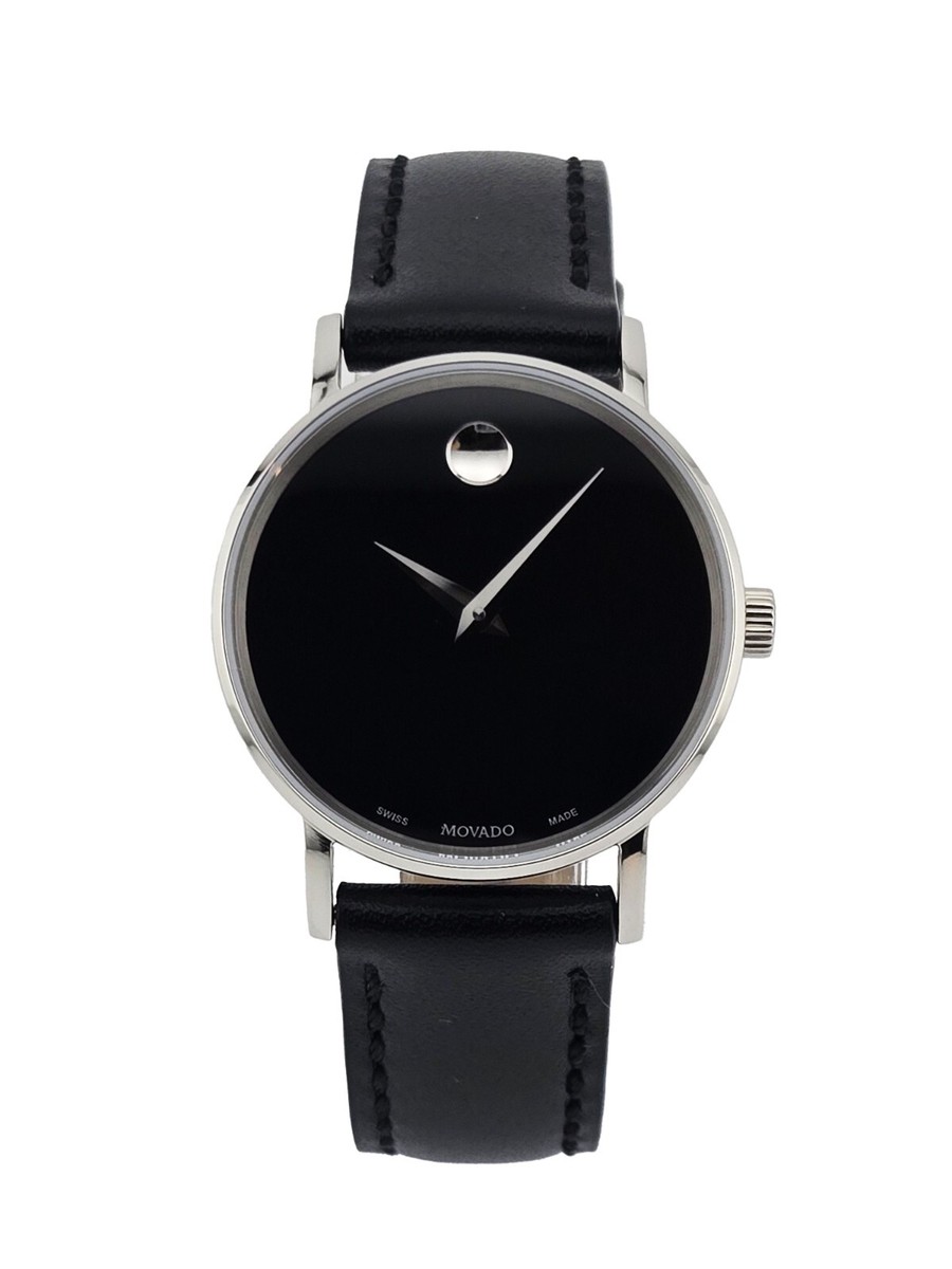 Movado Museum Classic 0607317 Black Dial Leather Strap Women's