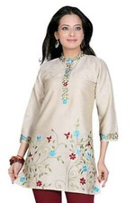 Golden 3/4 sleeves Kurti/Tunic with designer embroidery