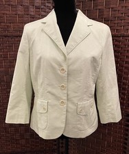 ANN TAYLOR Women's Blazer Jacket Women s 10 Light Green Cotton Fully Lined New