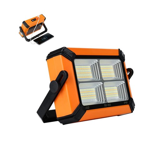 LED Baustrahler Akku Tragbar Solar Arbeitsleuchte Werkstattlampe Flutlicht IP65 - Bild 5 von 15