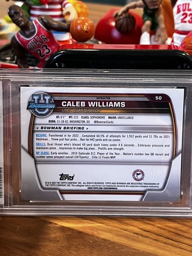 CALEB WILLIAMS 2022 Bowman U Chrome Refractor PSA 7 NM USC BEARS🏈🐻 - Picture 4 of 4