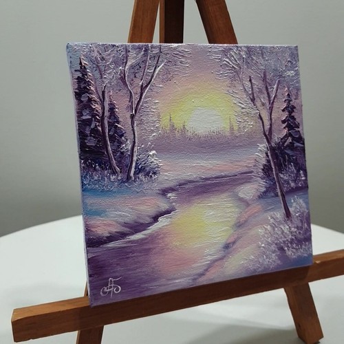 Hand Painted Original Christmas Winter Painting Signed Wall Art Ukraine Artist - Picture 20 of 23