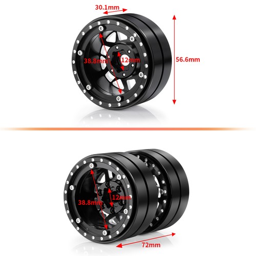 RCBATER 2/4Pcs 1.9" Dually Beadlock Wheel Rims for 1/10th RC Crawler Car Upgrade - Picture 10 of 13