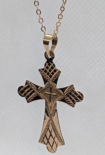 14K Rosé/Roségold Halskette/Kette mit Kreuz Charm/Anhänger, 17 Zoll 2,2 Gramm - Bild 16 von 19