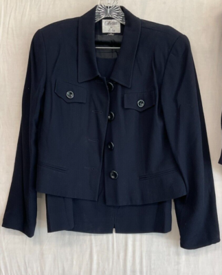 COLLECTIONS FOR LE SUIT- PC NAVY BACK ZIPPER SKIRT W/ LONG