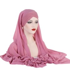 Women Chiffon Wrap Headscarf Chiffon Scarf Forehead Cross Headband Wrap Hat
