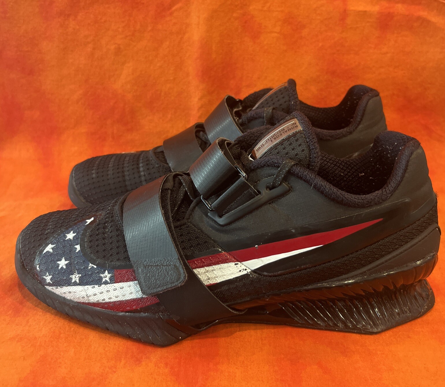 CUSTOM Hand Painted Size 8 - Nike Romaleos 4 Camo American Flag USA image 3