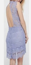 Free People Dress Womens Size Medium Blue Daydream Lace Open Back Stretch NWT