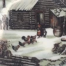 Currier & Ives Vintage A Home In The Wilderness Wall Hanging Plate Winter 7.25in