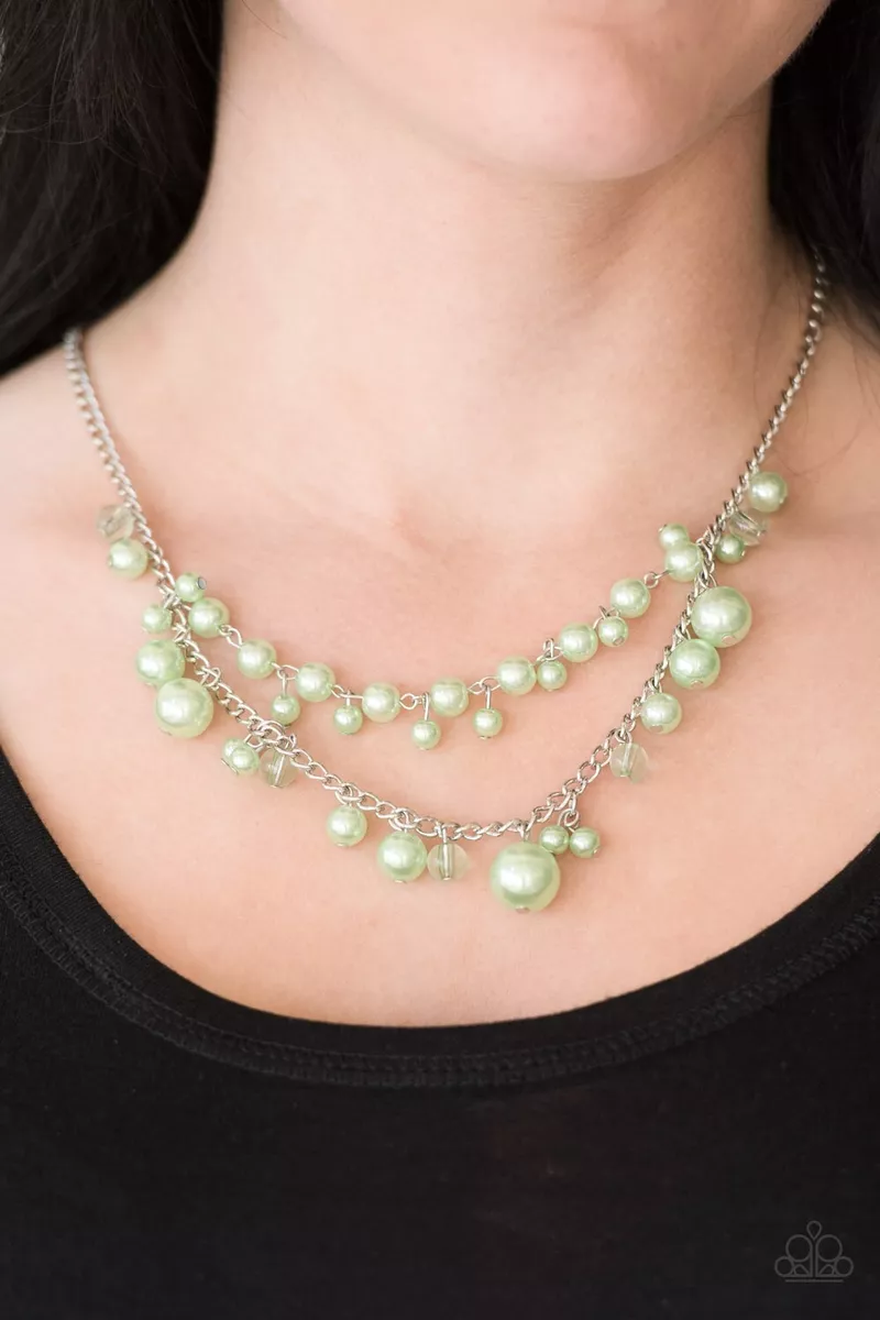 Paparazzi green deals pearl necklace