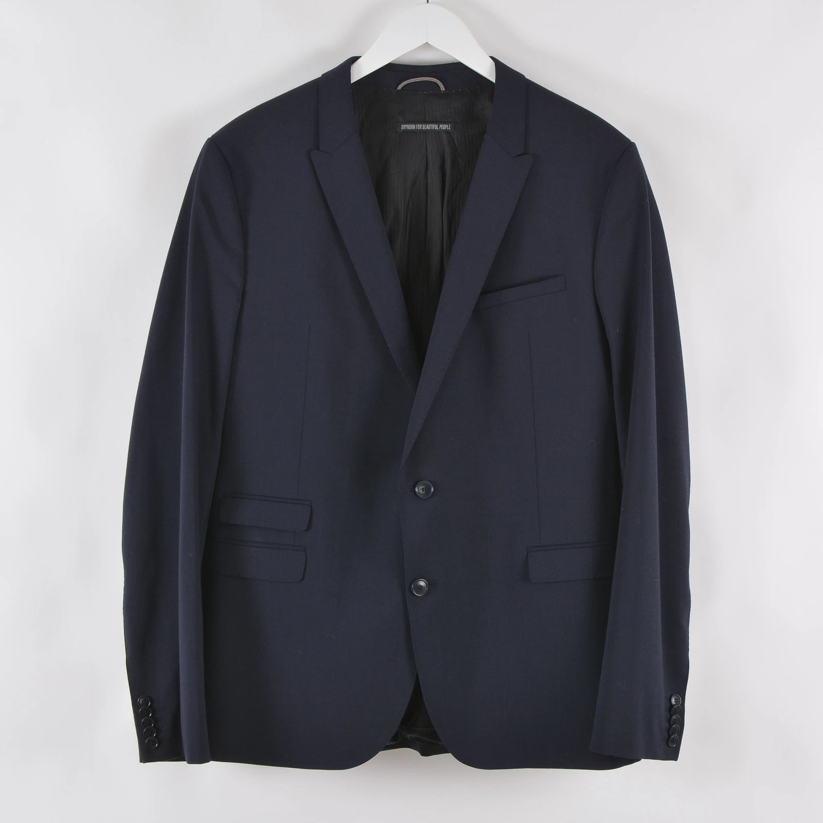 Drykorn for Beautiful People Men Blazer Size 106 Navy Blue Suit Jacket 2 Button