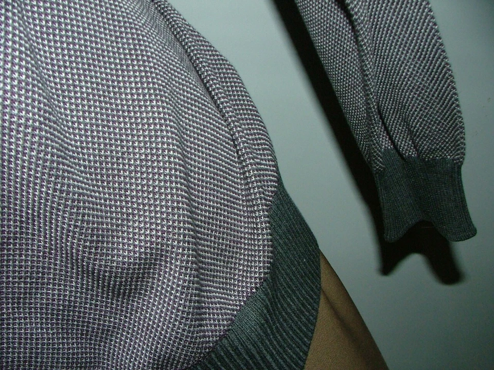 NEW WOT JACK VICTOR 1/2 ZIP SWEATER SIZE 2XL COTTON SILK GRAY RED ITALY #465 - Image 3 of 4