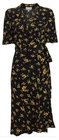 ?GANNI FLORAL PRINT GREPE MIDI WRAP DRESS BLACK YELLOW FLORAL SIZE 34/ 6 AU