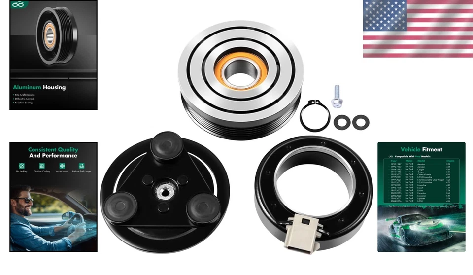 Embrague compresor de aire acondicionado premium para modelos Ford Mustang y serie F (1994-2006) Foto 2 de 4