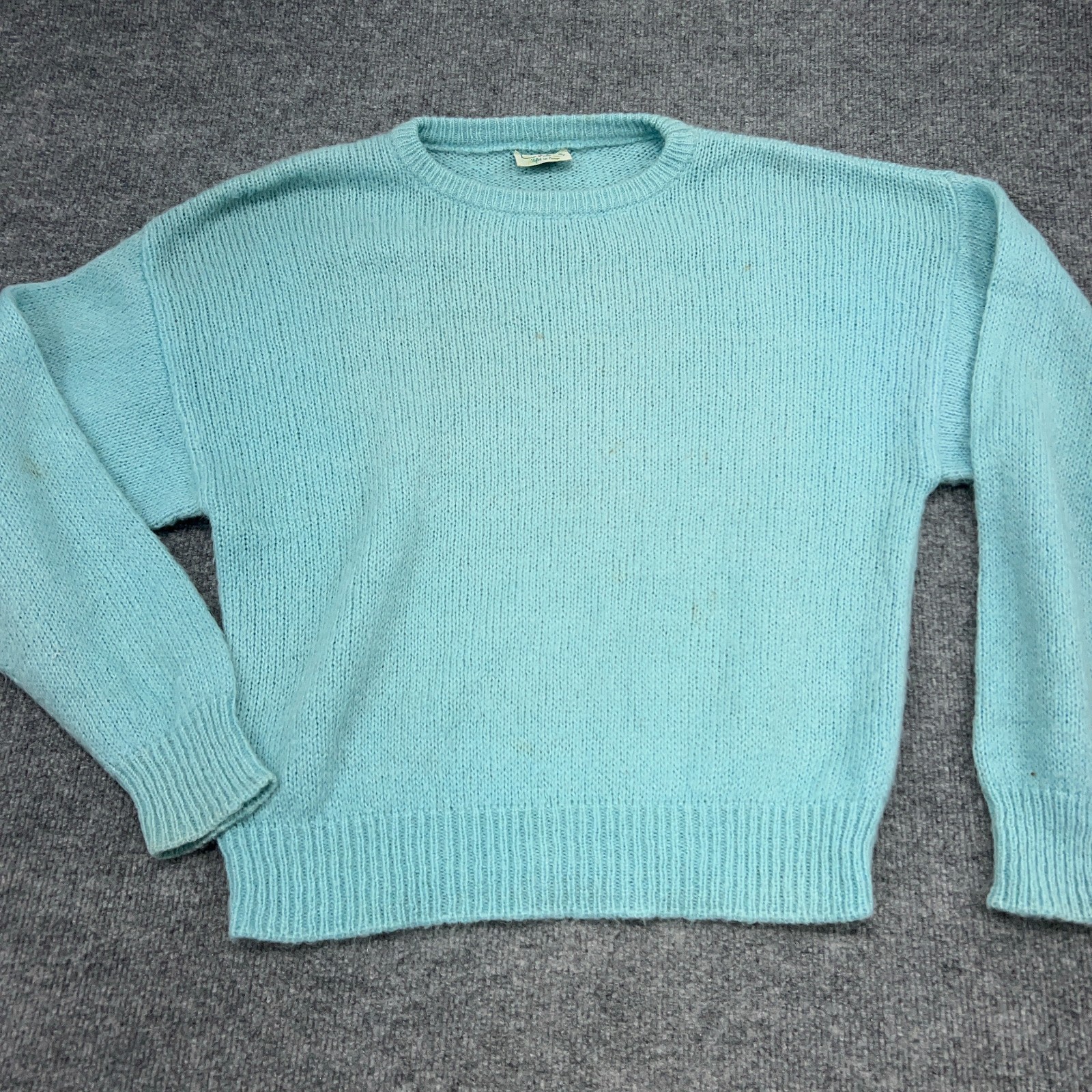 True Vintage Mohair Sweater Size L? Light Blue Made in Italy Benellon *READ*