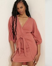 NWT $160 Anthropologie Puff-Sleeve Wrap Mini Dress size 8