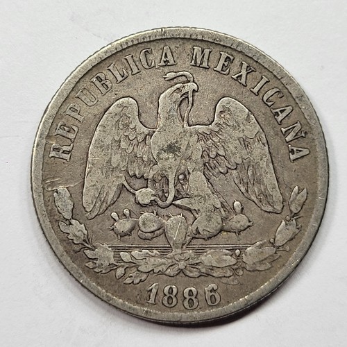 1886 Go Mexico Silver 50 Centavos Circulated Silver Type Coin Balanza *V346
