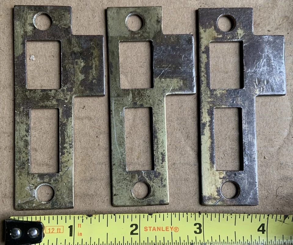 "Placa de golpe de mortaja de acero/hierro 3-1/4"" placa de golpe de puerta antigua 3-1/4""" Foto 2 de 3