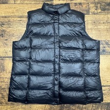 Lands End Black Puffer Vest Kids L 14-16 Down Feather Quilted Insulated
