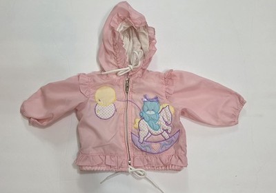 Kids & More At SEARS Jacket Girls Newborn Pink Hooded Rocking Horse Bear Ruffle