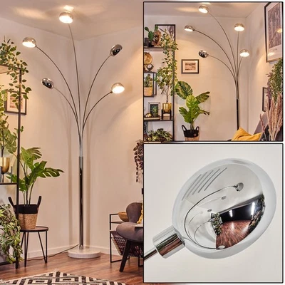 HOFSTEIN Nikkala Stehlampe Standleuchte Standlampe Stehleuchte Chrom Weiß modern