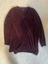 APT.9 Women’s Chenille V-Neck Sweater Burgundy Size Large