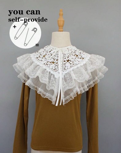 Cuello con volantes de encaje blanco de inspiración vintage - Imagen 7 de 9