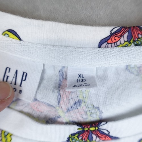 Gap Kids Dress Girls XL 12 Butterflies Print Short Sleeves White Crew Neck - Picture 3 of 7
